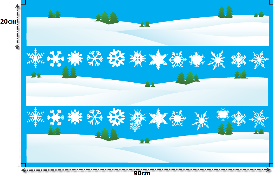 Decal dán tường Cây thông Noel và chân tuyết trắng (nền trắng đục)